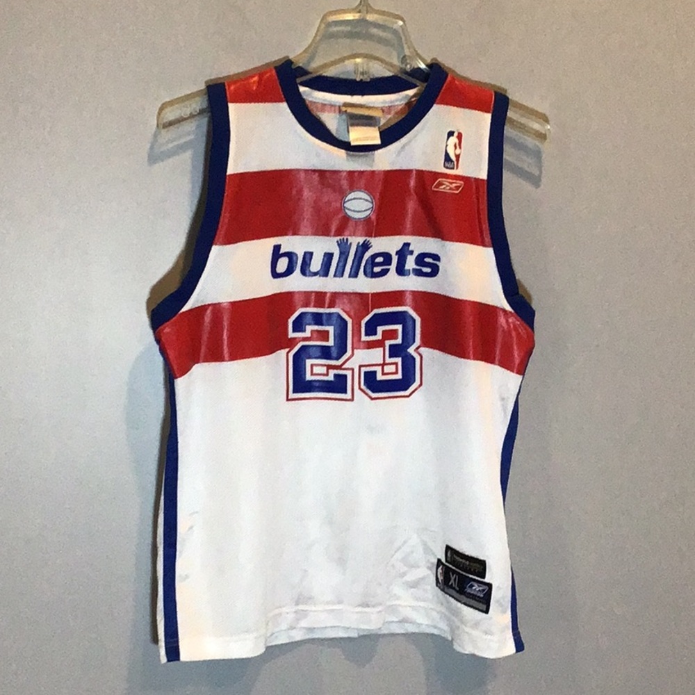 RARE! Reebok White Blue Red Jordan #23 Kids Basketball Jersey - Picture 3 of 9